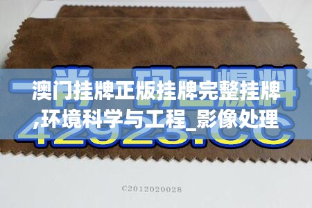 澳门挂牌正版挂牌完整挂牌,环境科学与工程_影像处理版TTX1.26