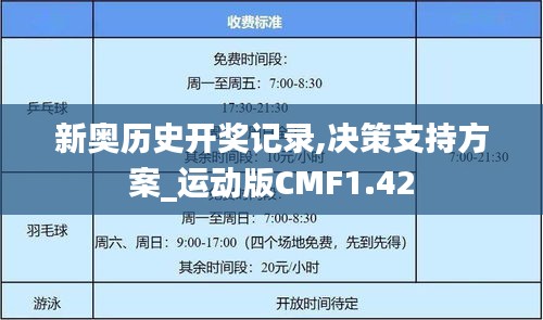 新奥历史开奖记录,决策支持方案_运动版CMF1.42