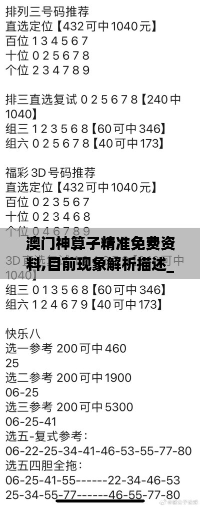 澳门神算子精准免费资料,目前现象解析描述_云技术版QKK1.80