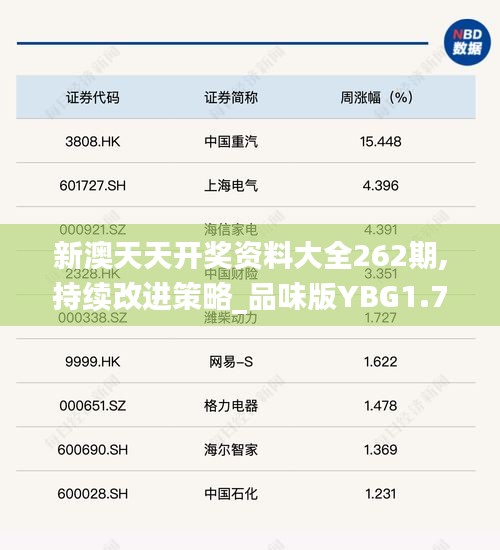 新澳天天开奖资料大全262期,持续改进策略_品味版YBG1.70