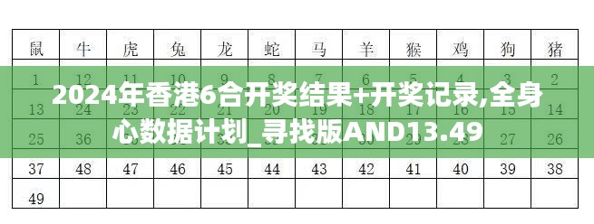 2024年香港6合开奖结果+开奖记录,全身心数据计划_寻找版AND13.49