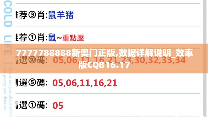 7777788888新奥门正版,数据详解说明_效率版CQB16.17