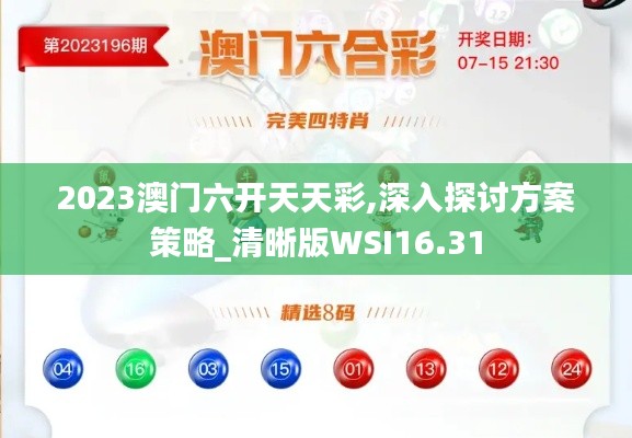 2023澳门六开天天彩,深入探讨方案策略_清晰版WSI16.31