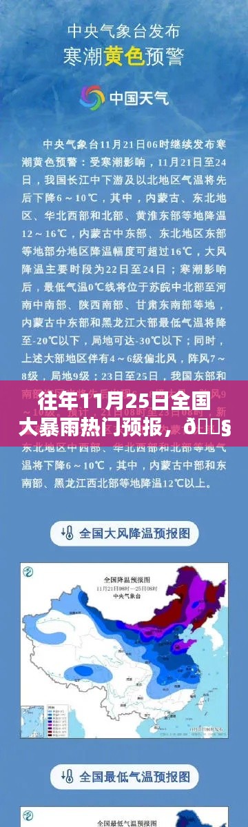 全国大暴雨预警揭秘，历年11月25日天气大揭秘与热门预报回顾🌧️