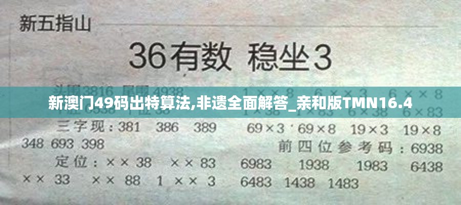 新澳门49码出特算法,非遗全面解答_亲和版TMN16.4