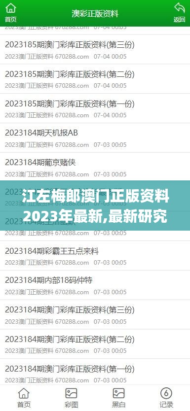 江左梅郎澳门正版资料2023年最新,最新研究解读_PhabletRQT13.52