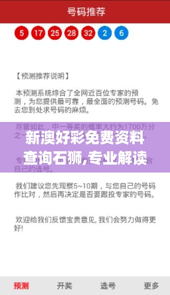 新澳好彩免费资料查询石狮,专业解读操行解决_开放版SYT16.9
