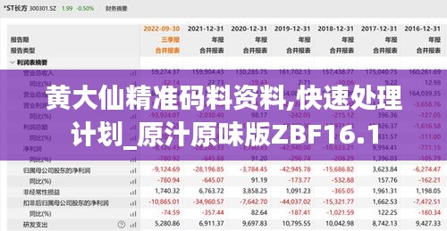 黄大仙精准码料资料,快速处理计划_原汁原味版ZBF16.1