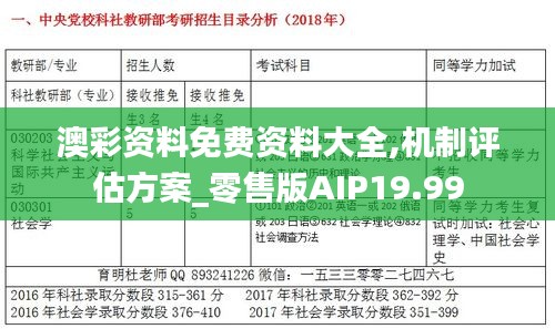 澳彩资料免费资料大全,机制评估方案_零售版AIP19.99