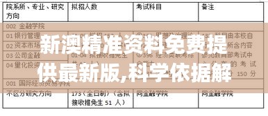 新澳精准资料免费提供最新版,科学依据解析_社区版MZD19.42