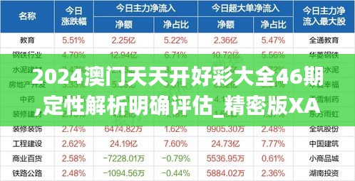 2024澳门天天开好彩大全46期,定性解析明确评估_精密版XAF19.6