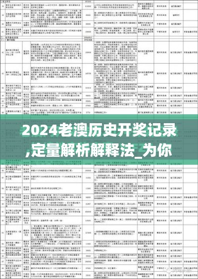 2024老澳历史开奖记录,定量解析解释法_为你版SBU19.3