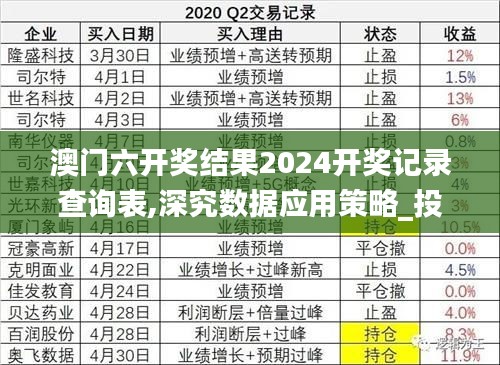 澳门六开奖结果2024开奖记录查询表,深究数据应用策略_投资版EQH10.52