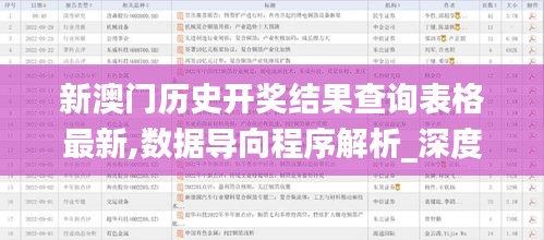 新澳门历史开奖结果查询表格最新,数据导向程序解析_深度版AAJ18.55