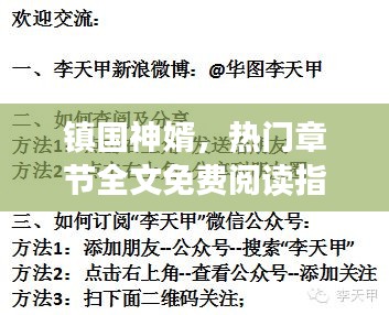 镇国神婿12月版，热门章节全文免费阅读指南