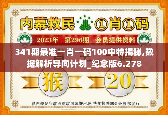 341期最准一肖一码100中特揭秘,数据解析导向计划_纪念版6.278