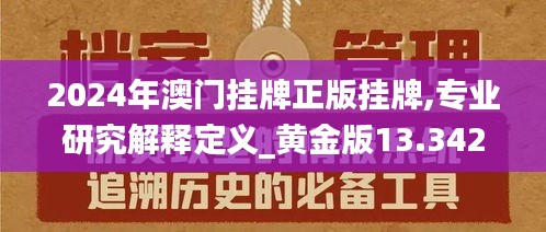 2024年澳门挂牌正版挂牌,专业研究解释定义_黄金版13.342