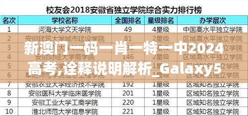 新澳门一码一肖一特一中2024高考,诠释说明解析_Galaxy5.160