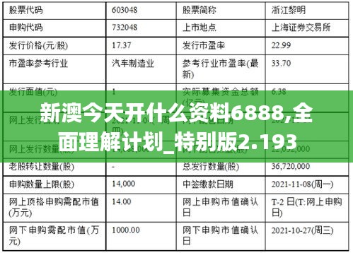 新澳今天开什么资料6888,全面理解计划_特别版2.193