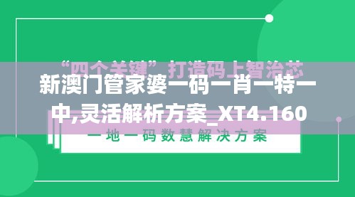 新澳门管家婆一码一肖一特一中,灵活解析方案_XT4.160