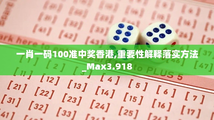 一肖一码100准中奖香港,重要性解释落实方法_Max3.918
