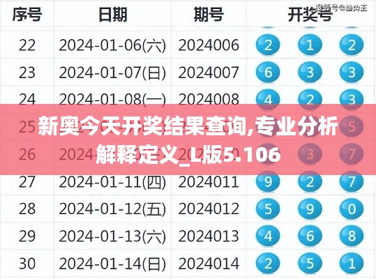 新奥今天开奖结果查询,专业分析解释定义_L版5.106