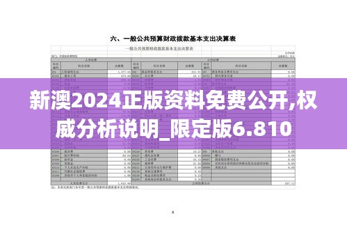 新澳2024正版资料免费公开,权威分析说明_限定版6.810