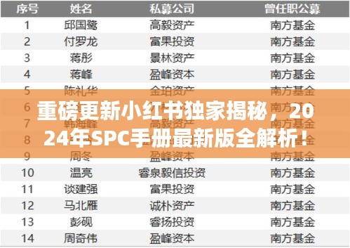 小红书独家揭秘，重磅更新！2024年SPC手册最新版全解析揭秘！
