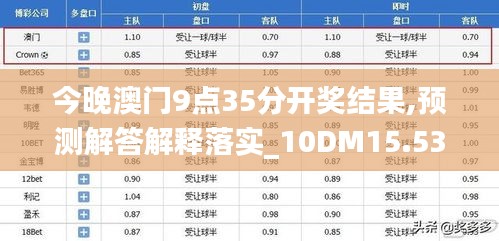 今晚澳门9点35分开奖结果,预测解答解释落实_10DM15.534