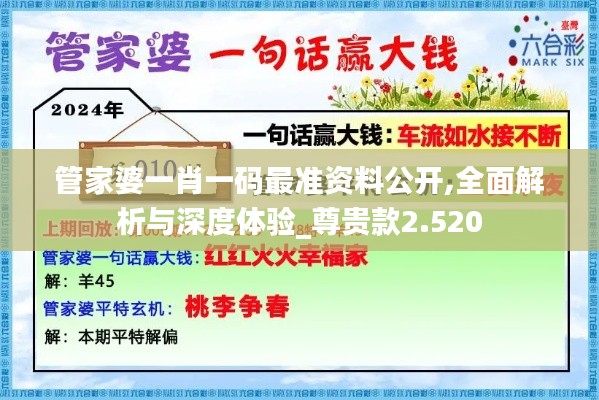 管家婆一肖一码最准资料公开,全面解析与深度体验_尊贵款2.520