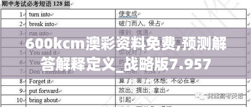 600kcm澳彩资料免费,预测解答解释定义_战略版7.957