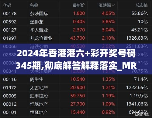 2024年香港港六+彩开奖号码345期,彻底解答解释落实_MR9.168