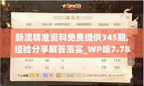 新澳精准资料免费提供345期,经验分享解答落实_WP版7.781