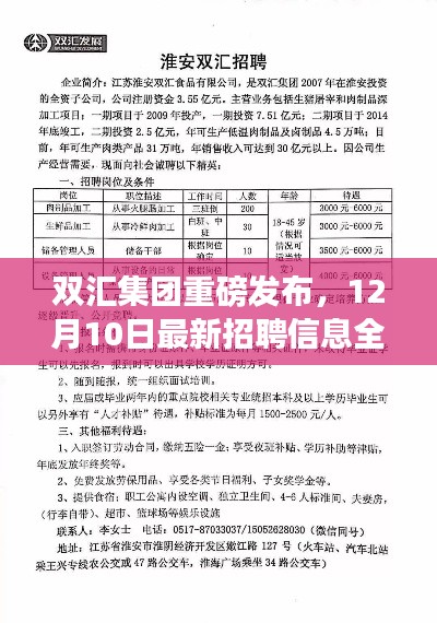 双汇集团最新招聘信息全解析，职业梦想启航日，12月10日重磅发布！