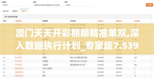 澳门天天开彩期期精准单双,深入数据执行计划_专家版7.539