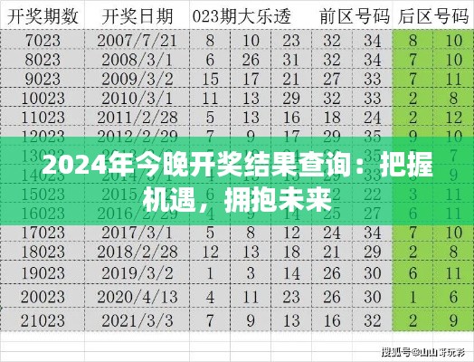 2024年今晚开奖结果查询：把握机遇，拥抱未来