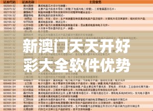 新澳门天天开好彩大全软件优势：让风险管理不再是难题