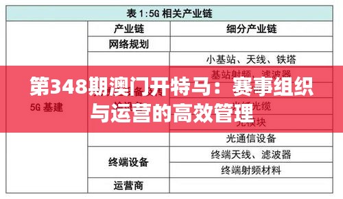 第348期澳门开特马：赛事组织与运营的高效管理