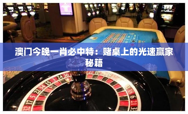 澳门今晚一肖必中特：赌桌上的光速赢家秘籍