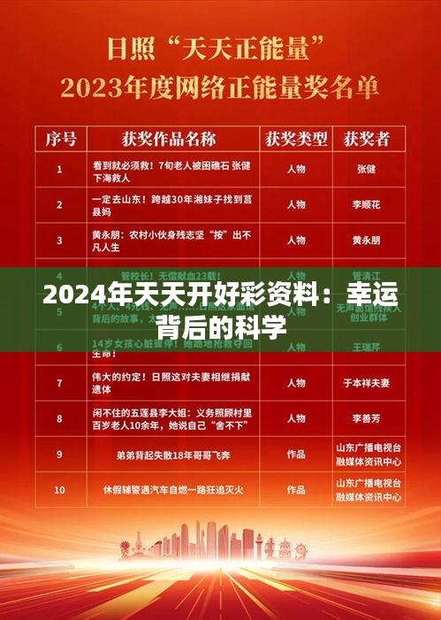 2024年天天开好彩资料：幸运背后的科学