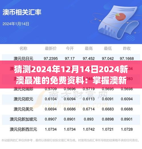 猜测2024年12月14日2024新澳最准的免费资料：掌握澳新发展动态的智慧选择
