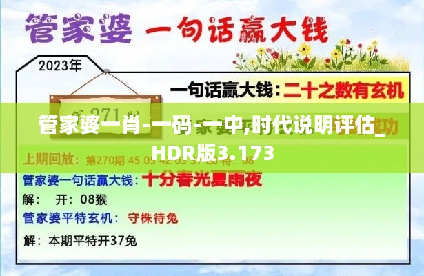 管家婆一肖-一码-一中,时代说明评估_HDR版3.173