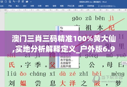 澳门三肖三码精准100%黄大仙,实地分析解释定义_户外版6.902