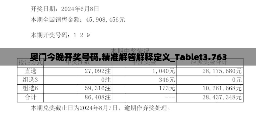奥门今晚开奖号码,精准解答解释定义_Tablet3.763