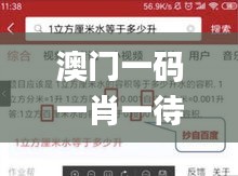 澳门一码一肖一待一中百度,证据解答解释落实_挑战款14.956