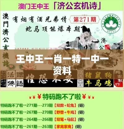 王中王一肖一特一中一资料