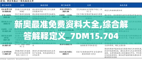 新奥最准免费资料大全,综合解答解释定义_7DM15.704