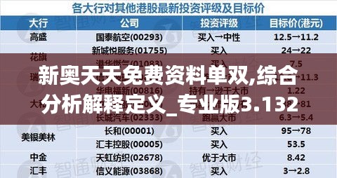 新奥天天免费资料单双,综合分析解释定义_专业版3.132