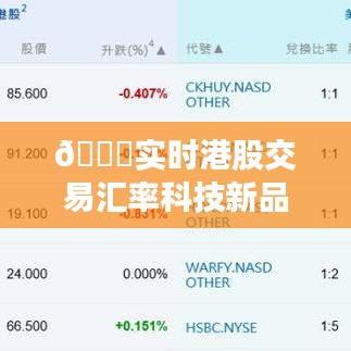 实时港股交易汇率科技新品，引领智能投资新时代的首选之选🌟